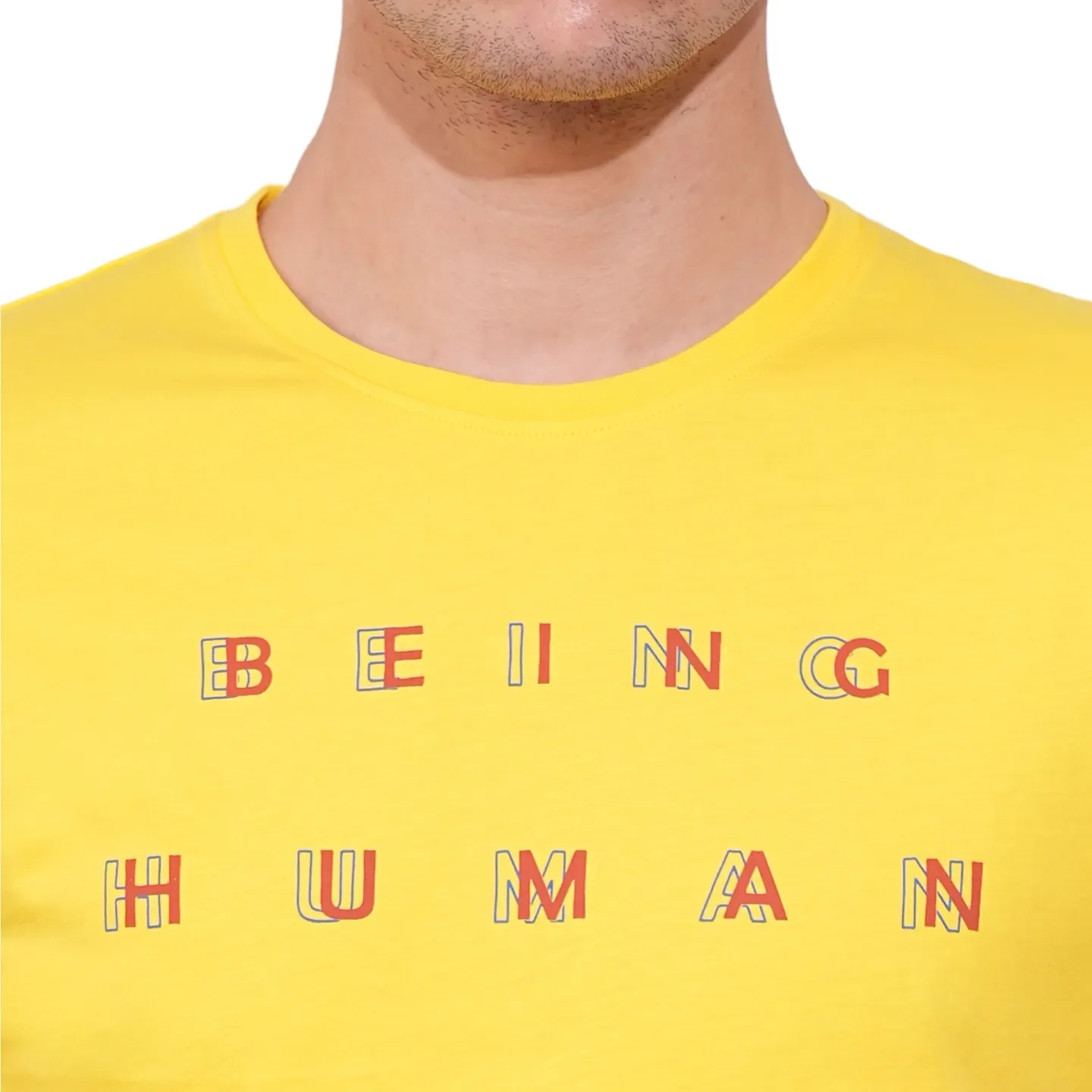 Yellow Regular Fit Round Neck Men's T-Shirt by Being Human Clothing - Image 5