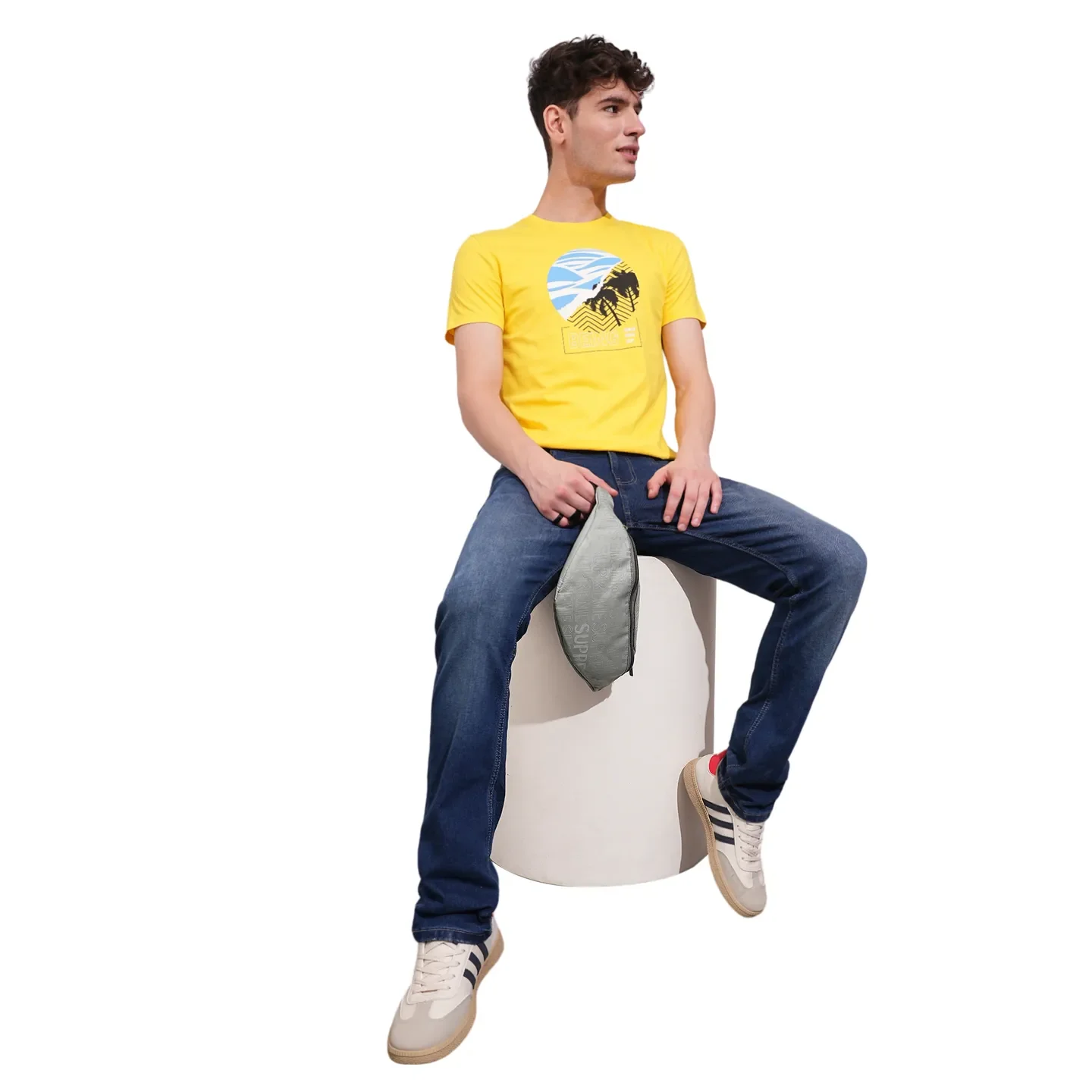 Yellow Regular Fit Round Neck Men's T-Shirt by Being Human Clothing - Image 4