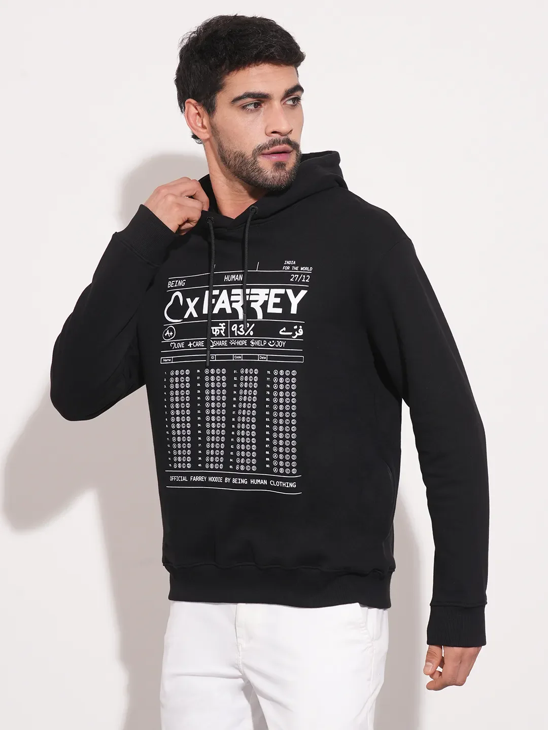 Black Regular Fit  Long Sleeves Men's Hoodie by Being Human Clothing - Image 2