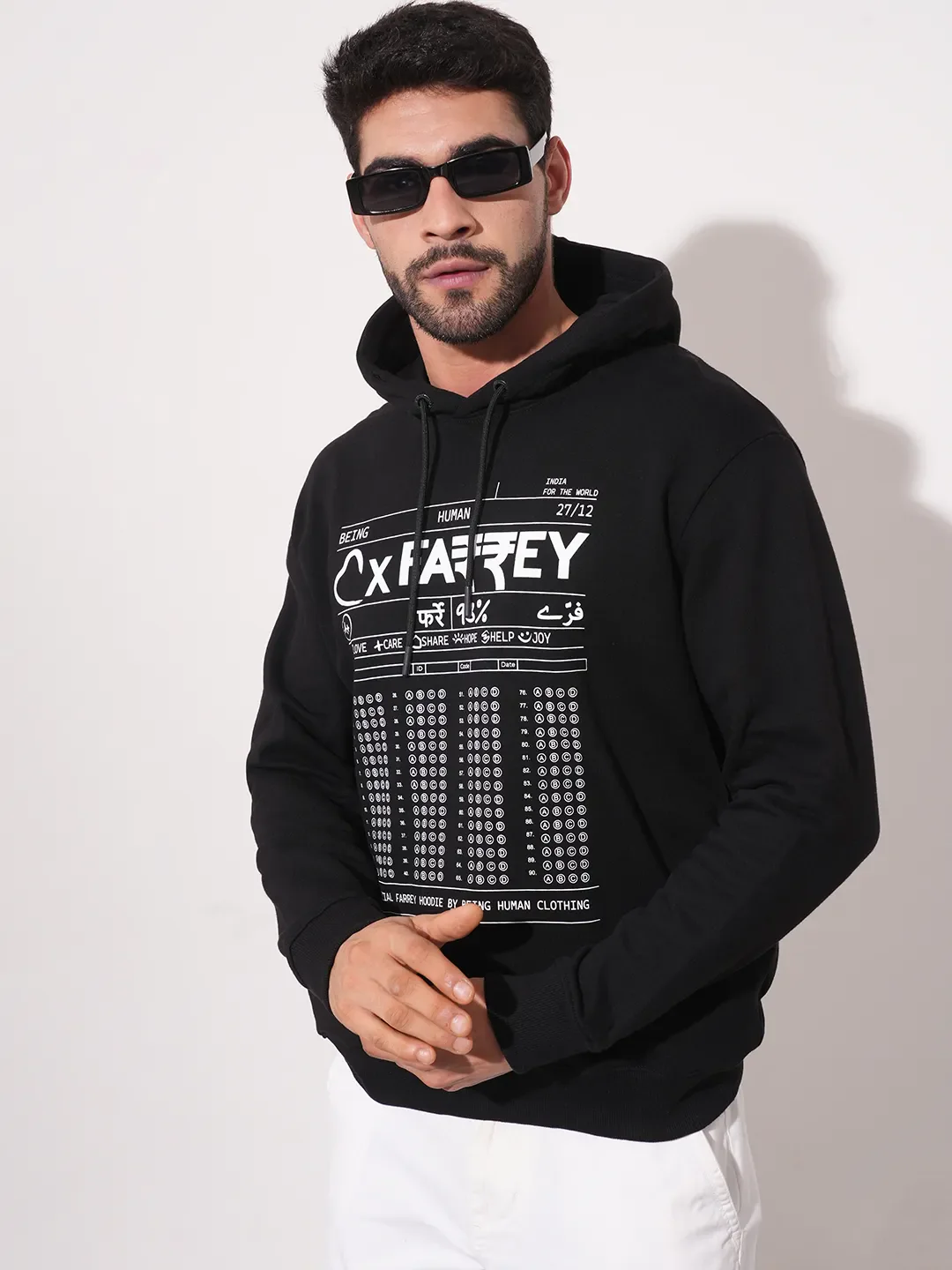 Black Regular Fit  Long Sleeves Men's Hoodie by Being Human Clothing - Image 6