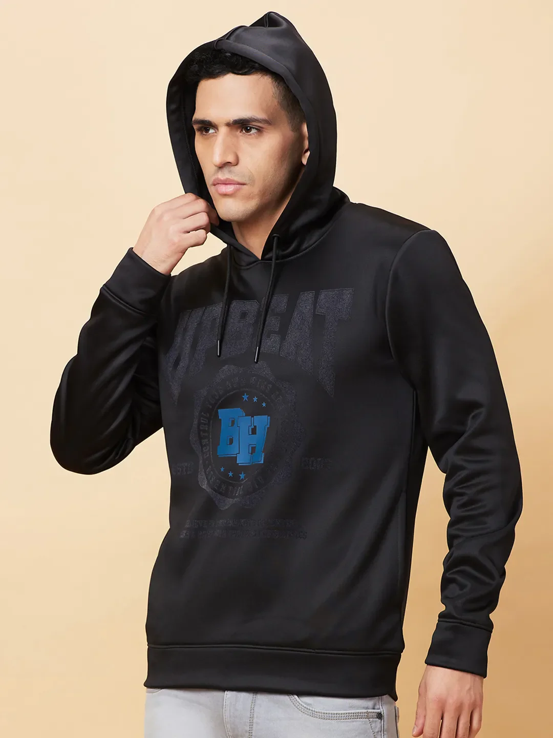 Black Regular Fit Hoodie by Being Human Clothing - Image 4