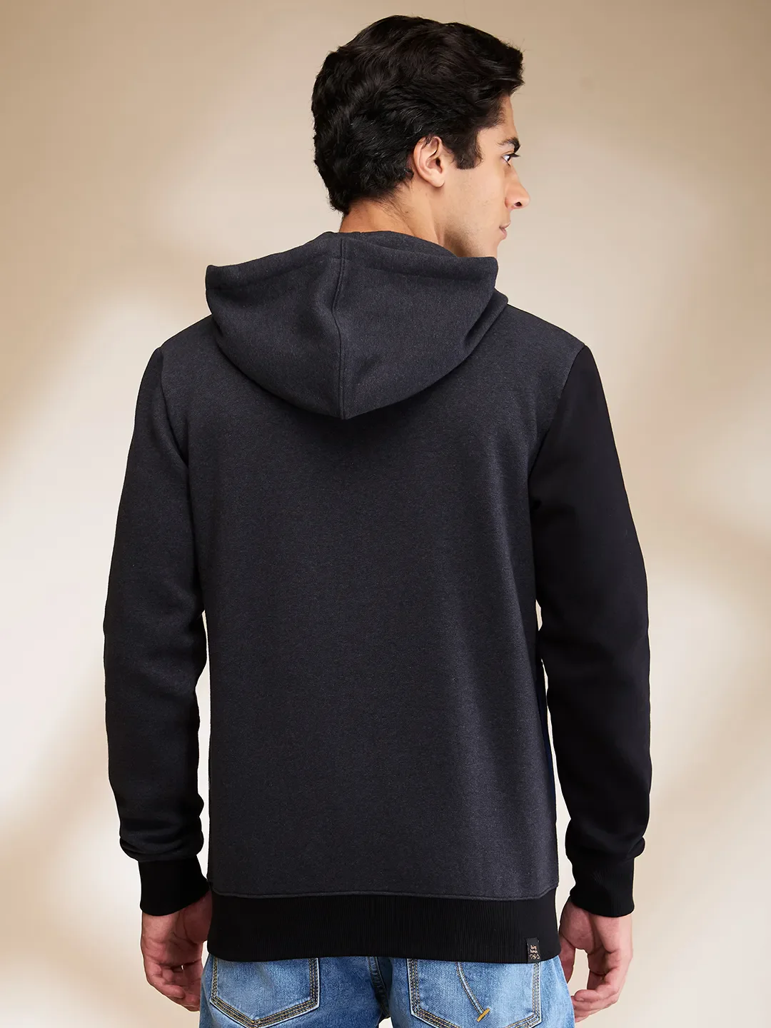 Black Regular Fit  Long Sleeves Men's Hoodie by Being Human Clothing - Image 3