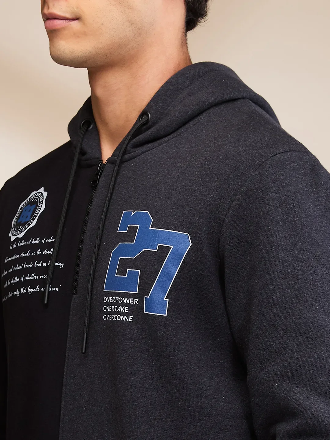 Black Regular Fit  Long Sleeves Men's Hoodie by Being Human Clothing - Image 5