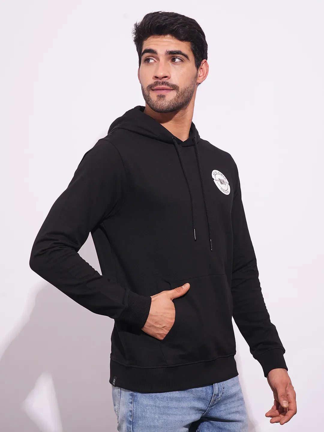 Black Regular Fit  Long Sleeves Men's Hoodie by Being Human Clothing - Image 2