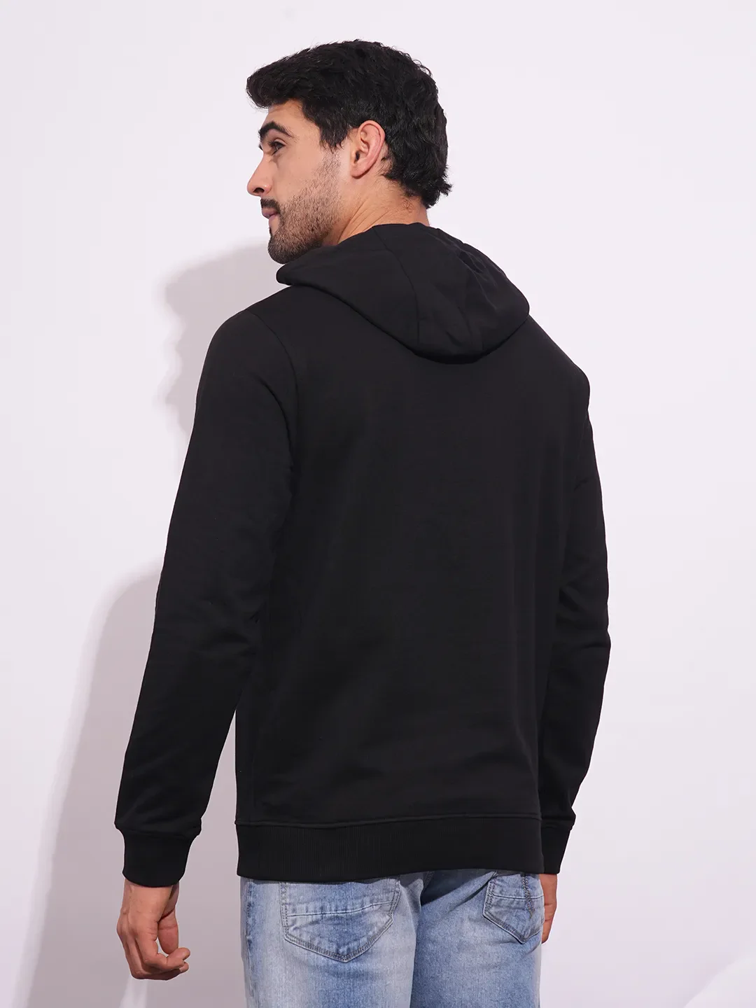Black Regular Fit  Long Sleeves Men's Hoodie by Being Human Clothing - Image 3