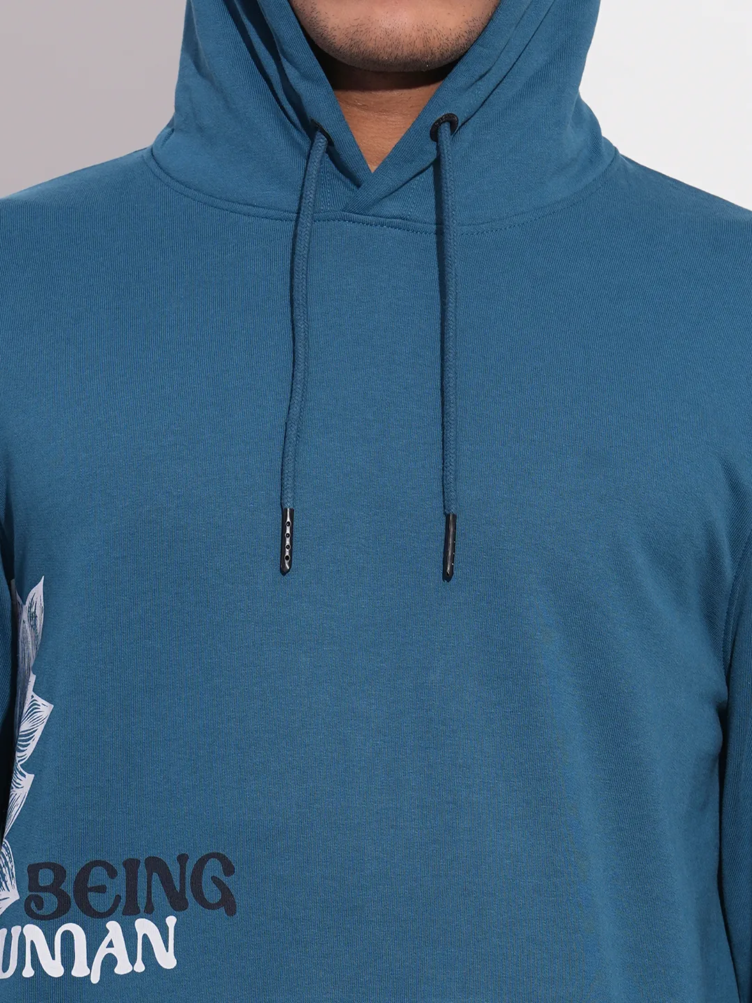 Blue Regular Fit  Long Sleeves Men's Hoodie by Being Human Clothing - Image 5
