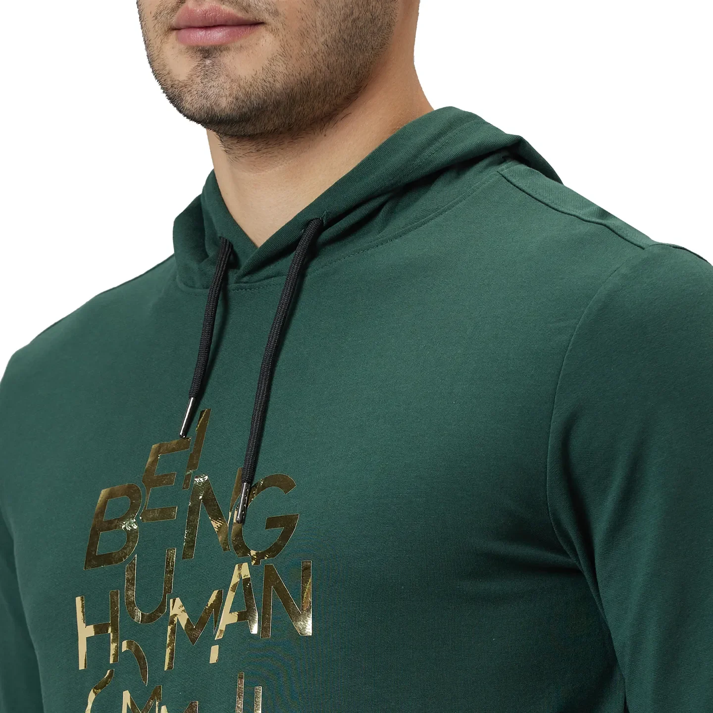 Bottle Green Regular Fit Men's Hoodie by Being Human Clothing - Image 5