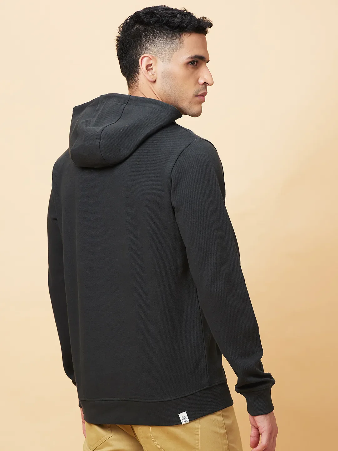 Grey Regular Fit Round Neck Men's Hoodie by Being Human Clothing - Image 3