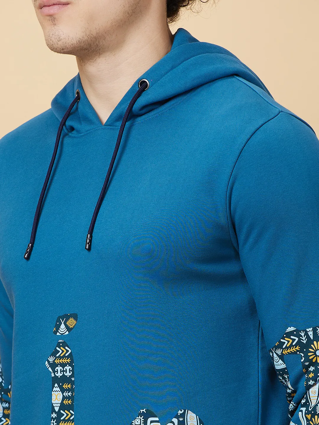 Teal Regular Fit Men's Hoodie by Being Human Clothing - Image 5