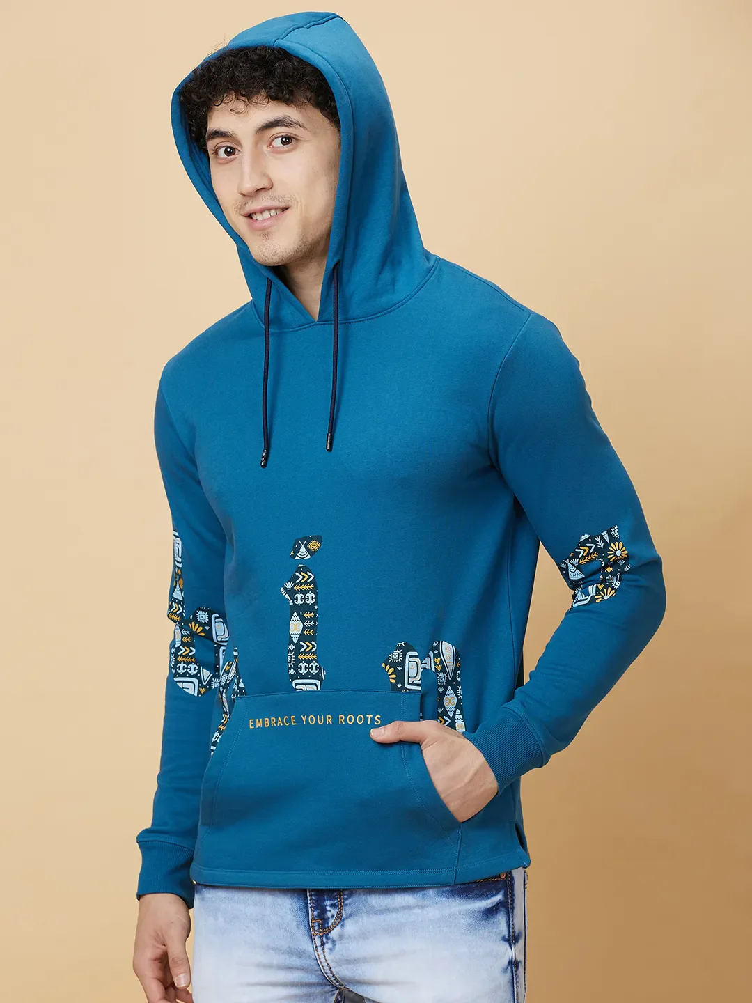 Teal Regular Fit Men's Hoodie by Being Human Clothing - Image 7