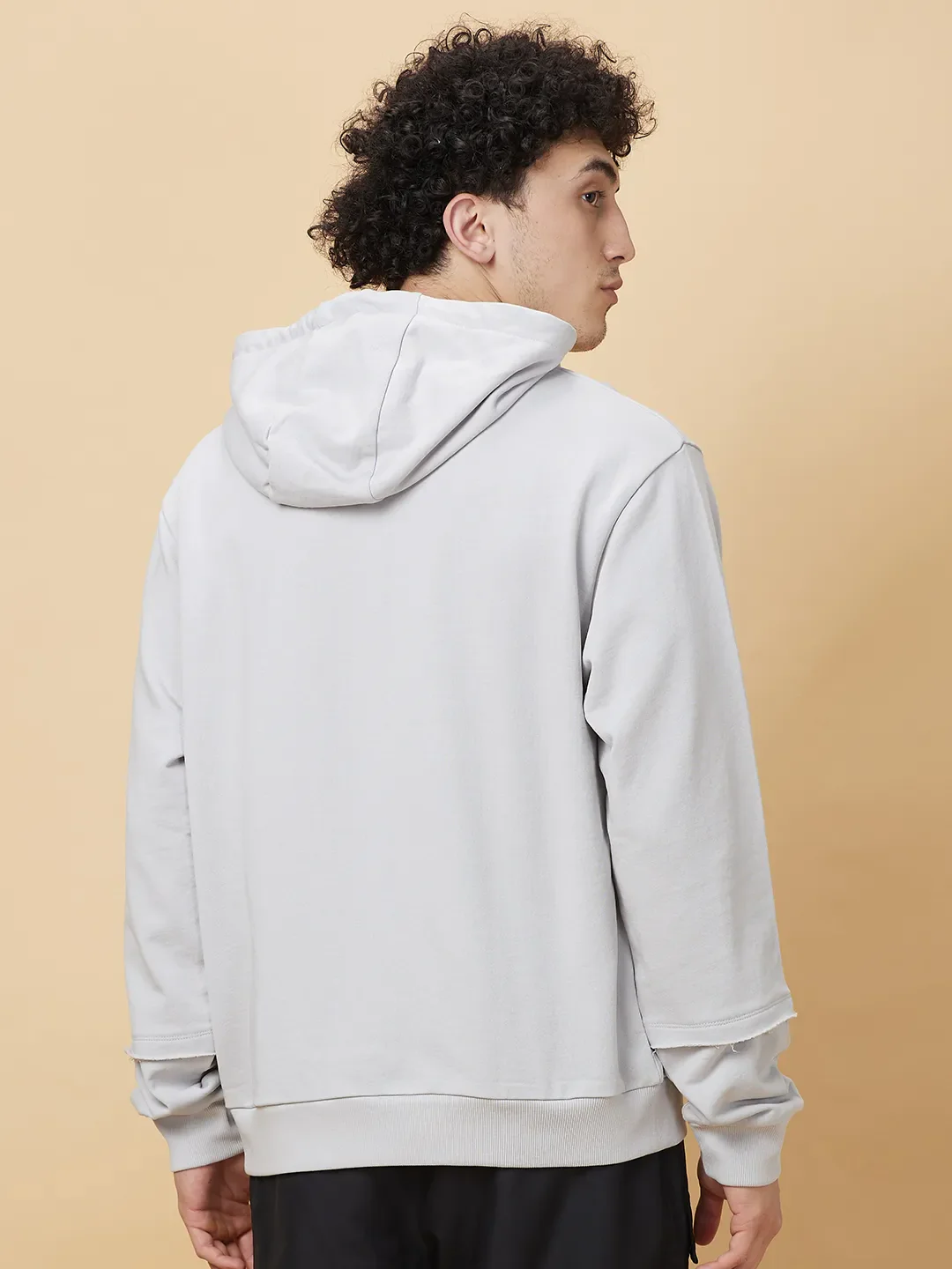 Grey Regular Fit Round Neck Men's Hoodie by Being Human Clothing - Image 3