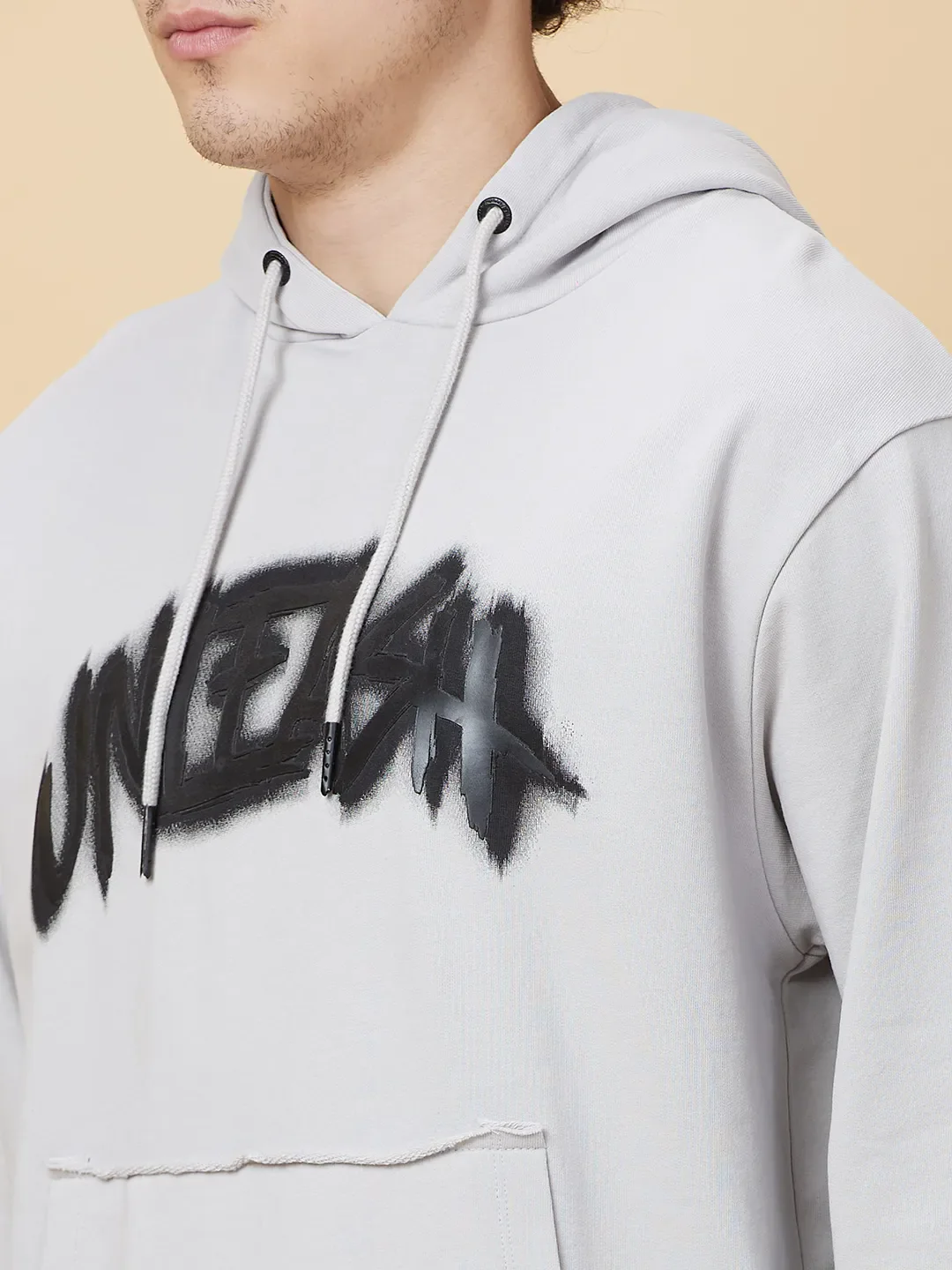 Grey Regular Fit Round Neck Men's Hoodie by Being Human Clothing - Image 5
