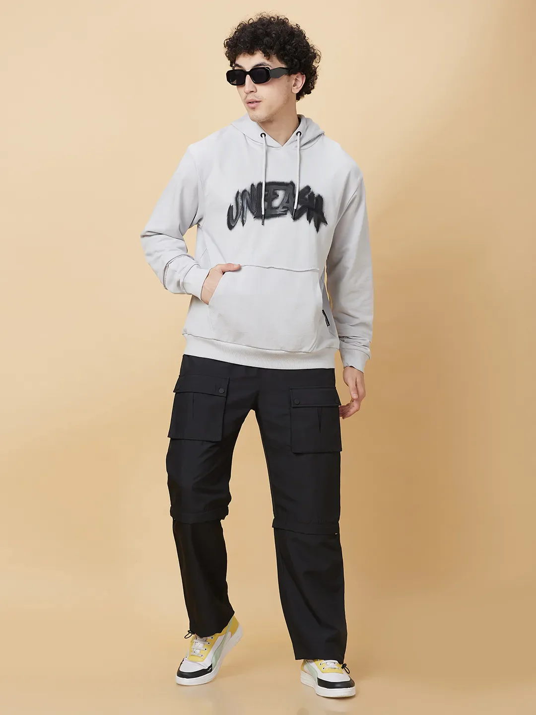 Grey Regular Fit Round Neck Men's Hoodie by Being Human Clothing - Image 6