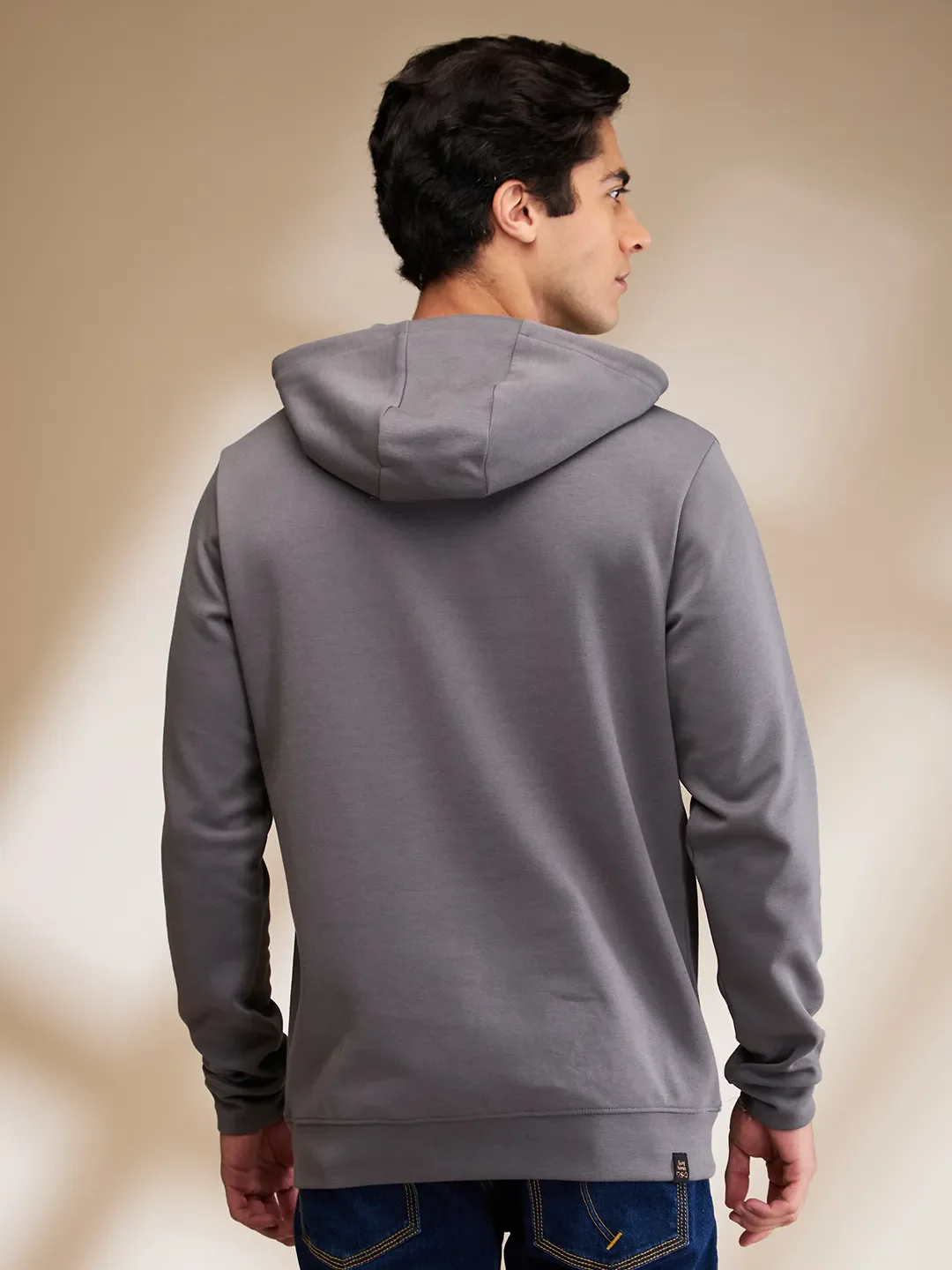 Grey Regular Fit Men's Hoodie by Being Human Clothing - Image 3