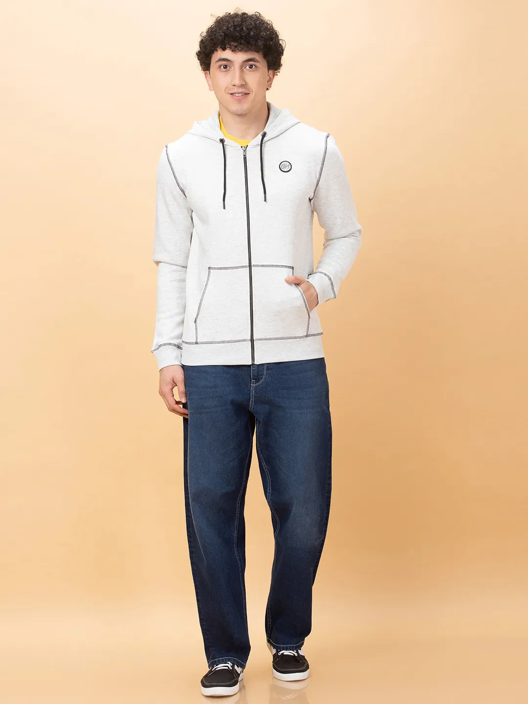 Grey Regular Fit Men's Hoodie by Being Human Clothing - Image 2