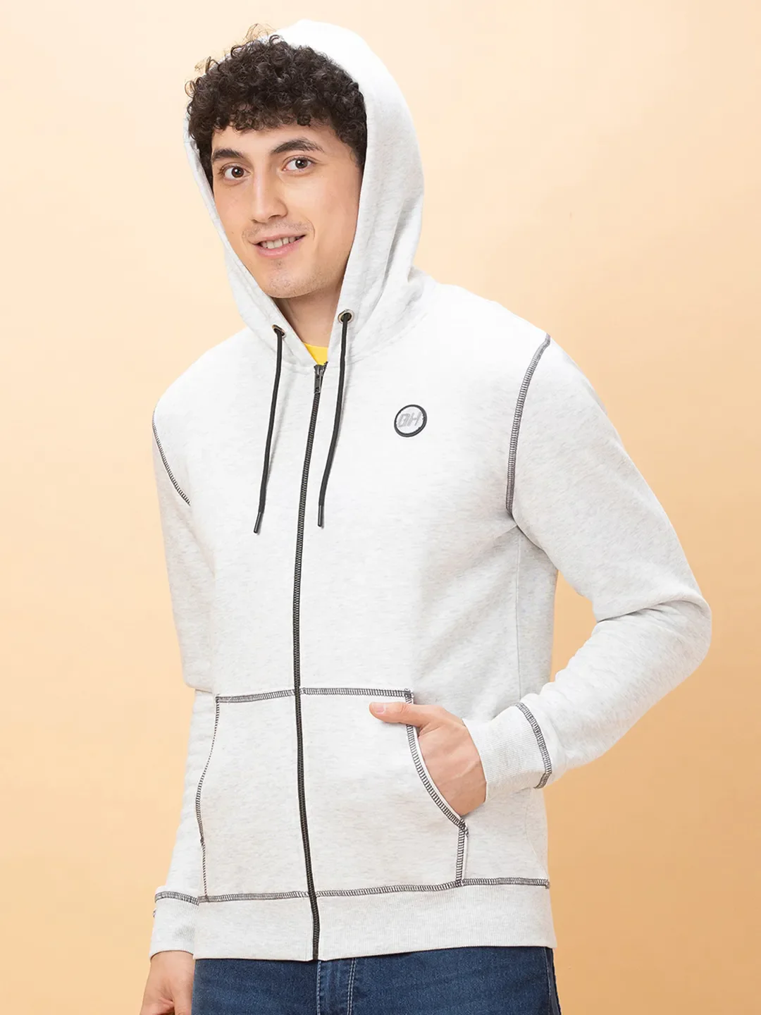 Grey Regular Fit Men's Hoodie by Being Human Clothing - Image 4