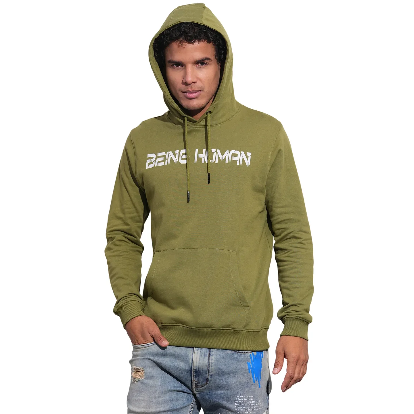 Green Regular Fit Men's Hoodie by Being Human Clothing