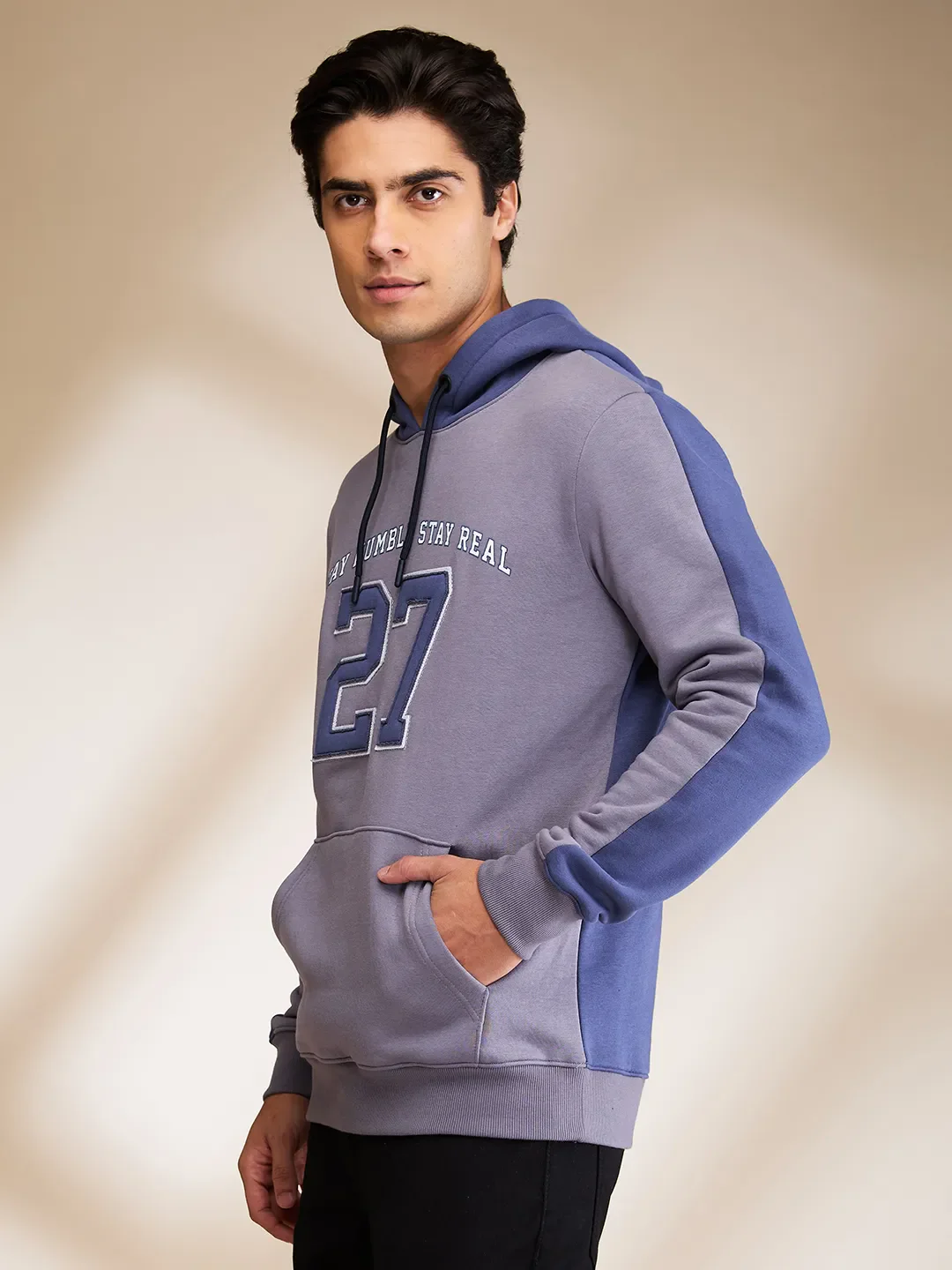 Grey Regular Fit Men's Hoodie by Being Human Clothing - Image 4
