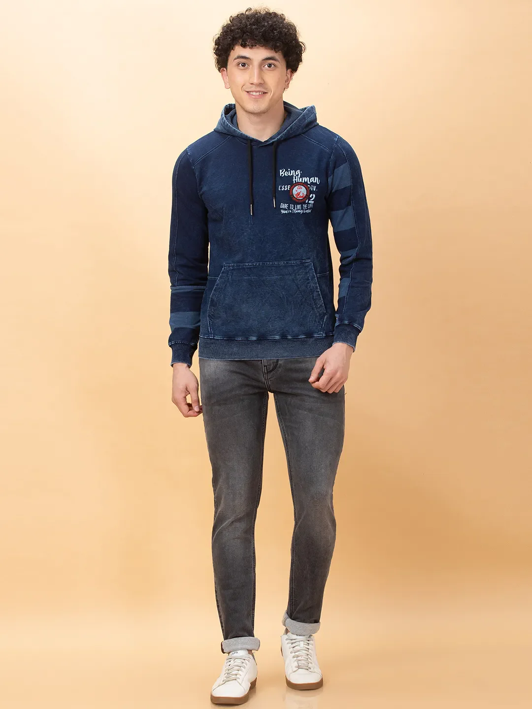 Indigo Regular Fit Men's Hoodie by Being Human Clothing - Image 2