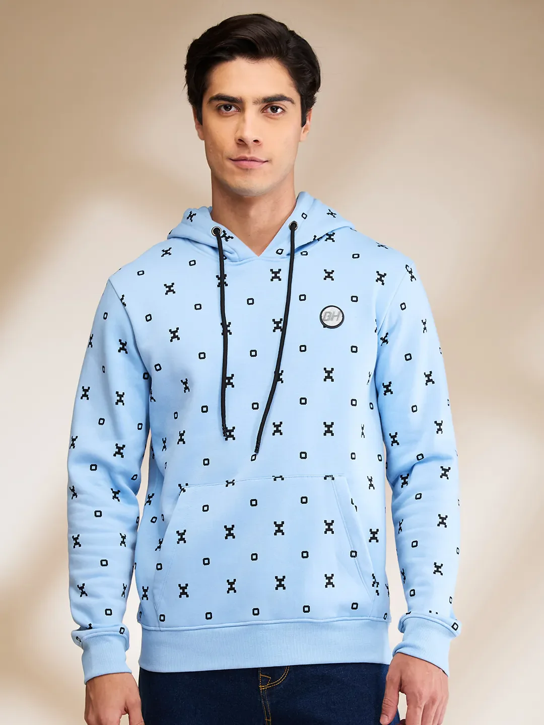 Blue Regular Fit  Long Sleeves Men's Hoodie by Being Human Clothing