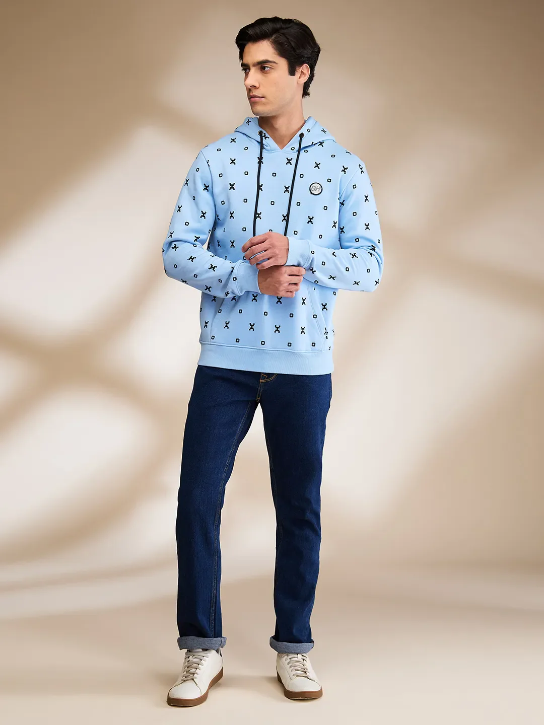 Blue Regular Fit  Long Sleeves Men's Hoodie by Being Human Clothing - Image 2