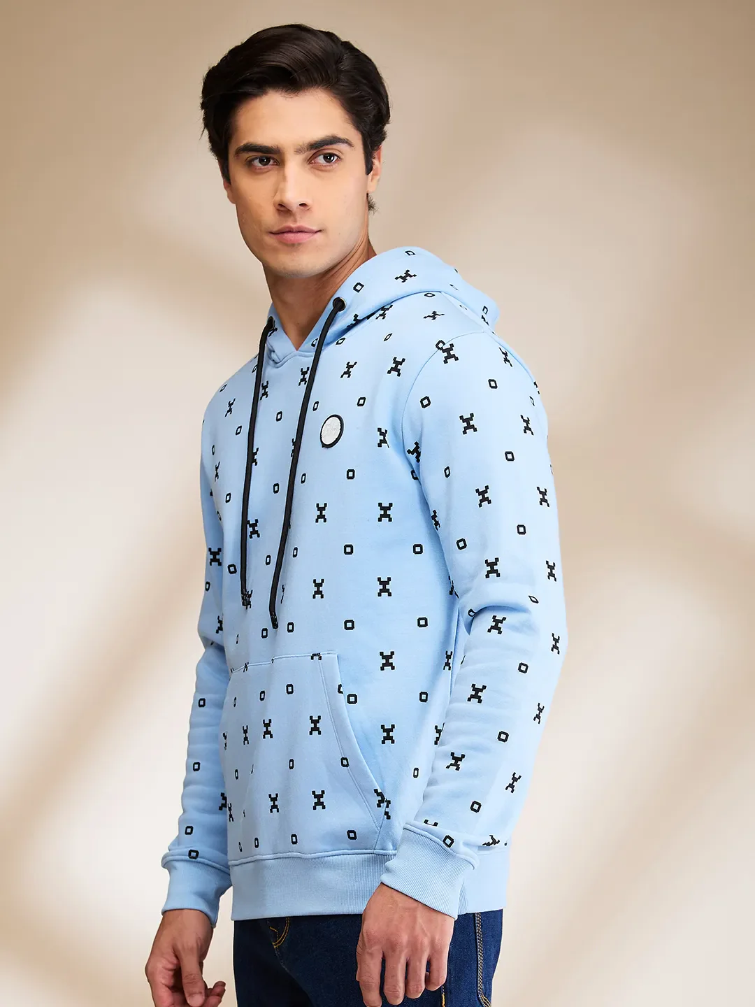 Blue Regular Fit  Long Sleeves Men's Hoodie by Being Human Clothing - Image 4