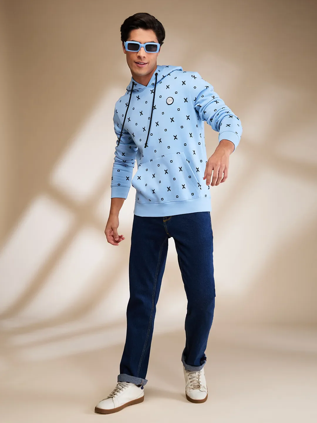 Blue Regular Fit  Long Sleeves Men's Hoodie by Being Human Clothing - Image 6