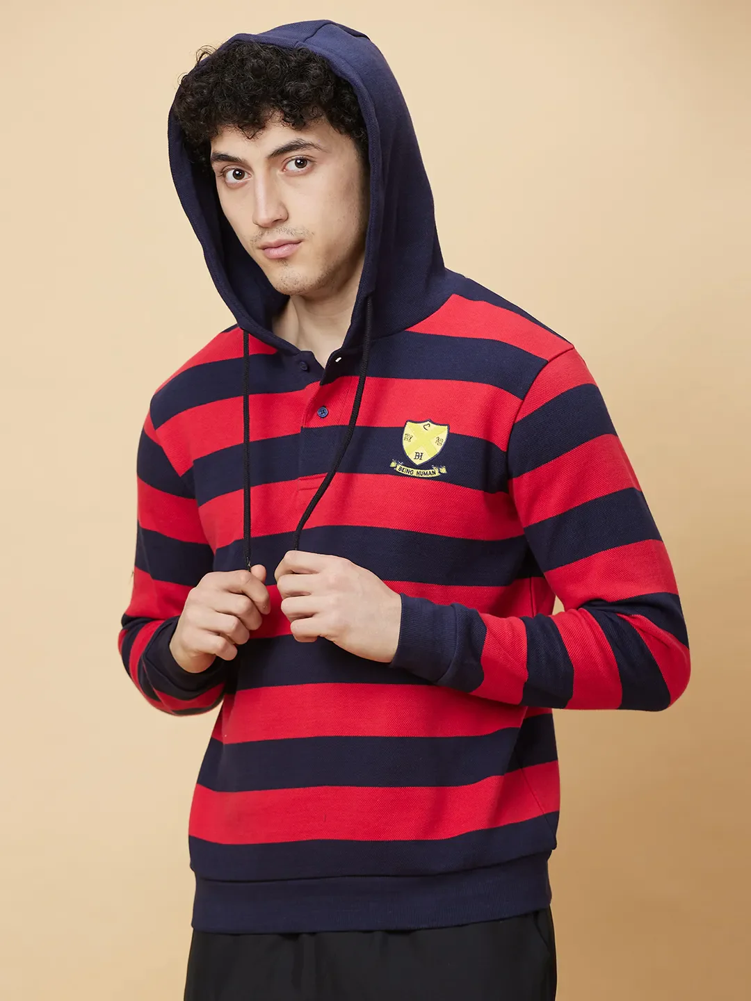Midnight Blue Regular Fit Men's Hoodie by Being Human Clothing - Image 7