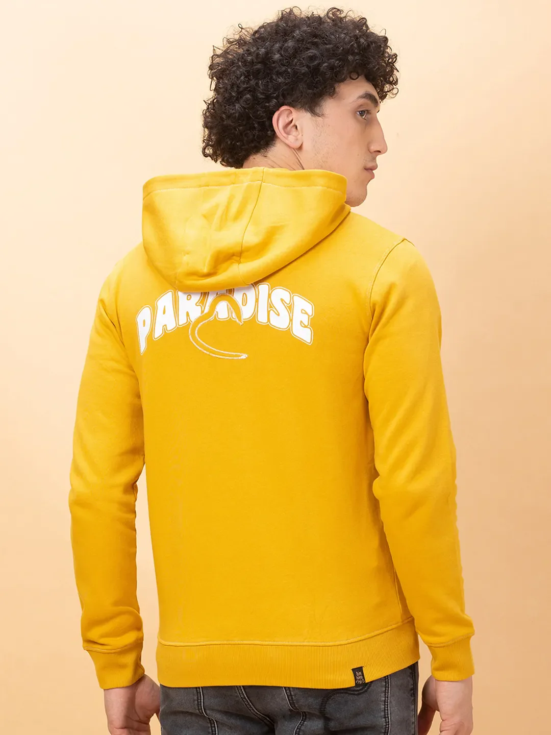 Yellow Regular Fit  Long Sleeves Men's Hoodie by Being Human Clothing - Image 3