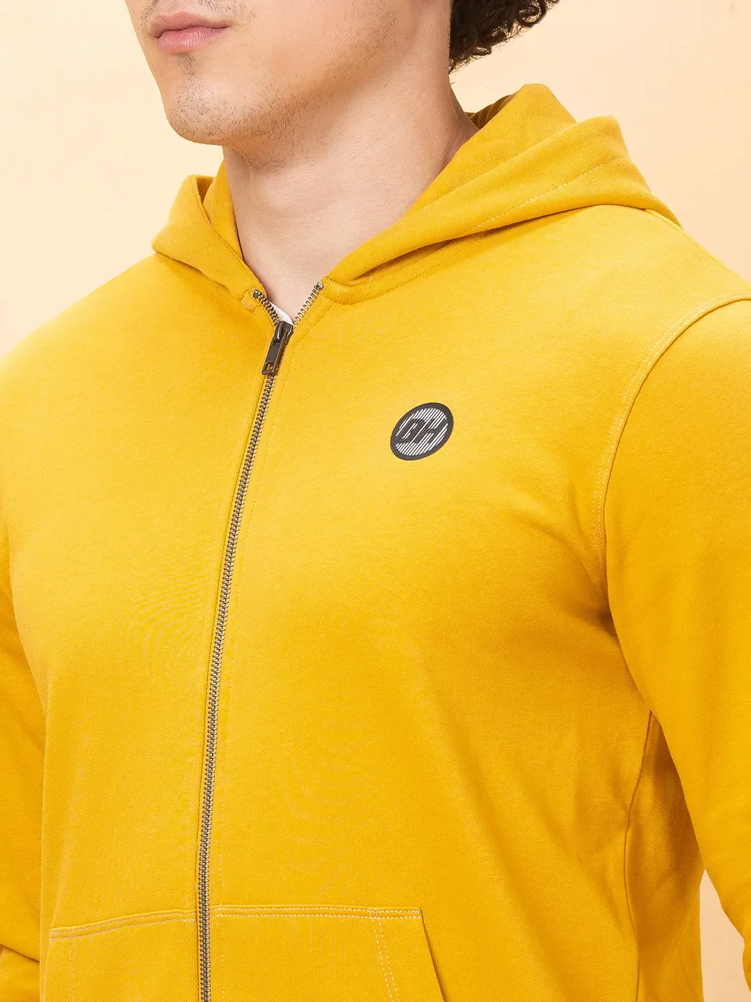 Yellow Regular Fit  Long Sleeves Men's Hoodie by Being Human Clothing - Image 5