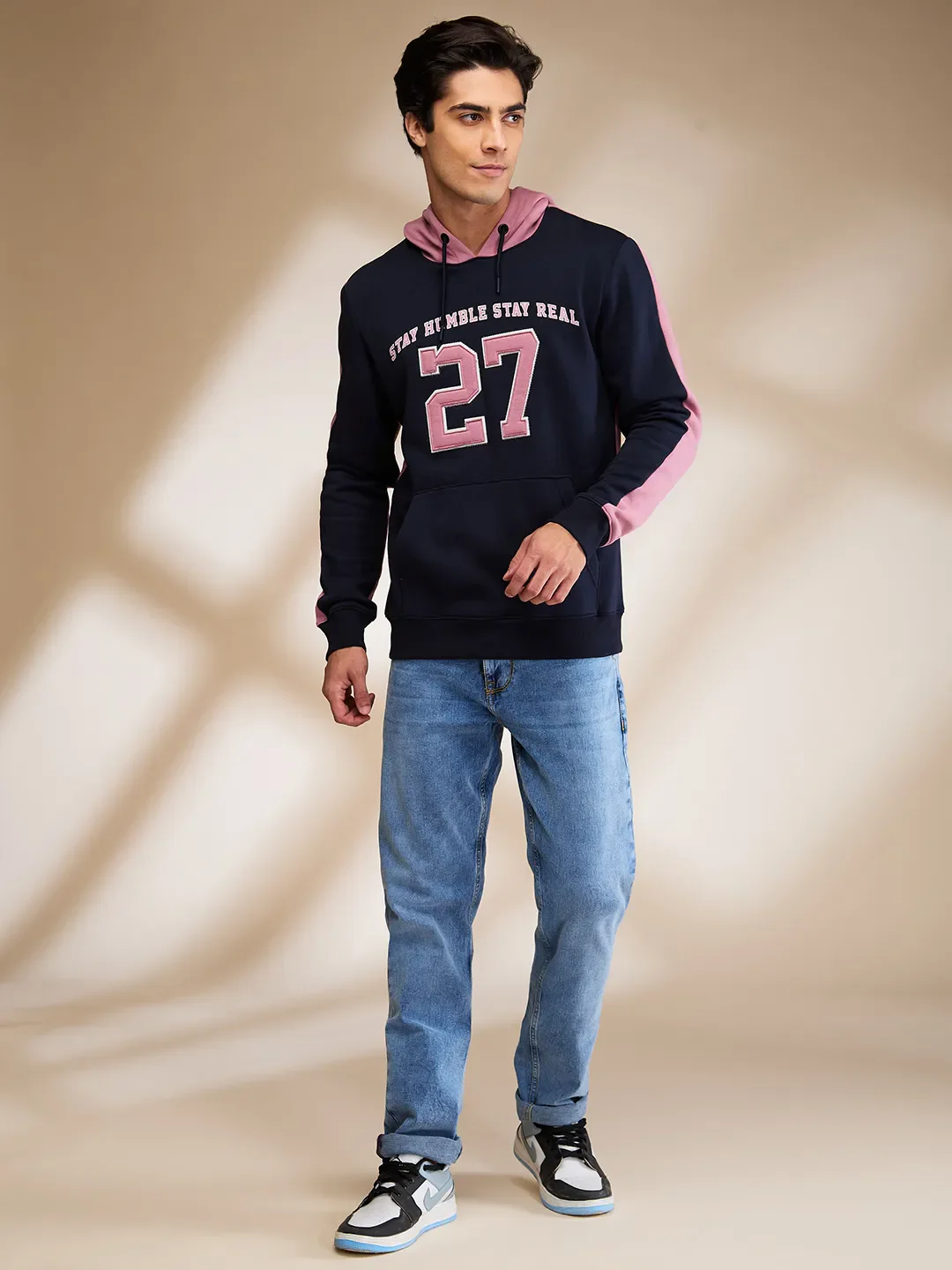Navy Regular Fit Men's Hoodie by Being Human Clothing - Image 2