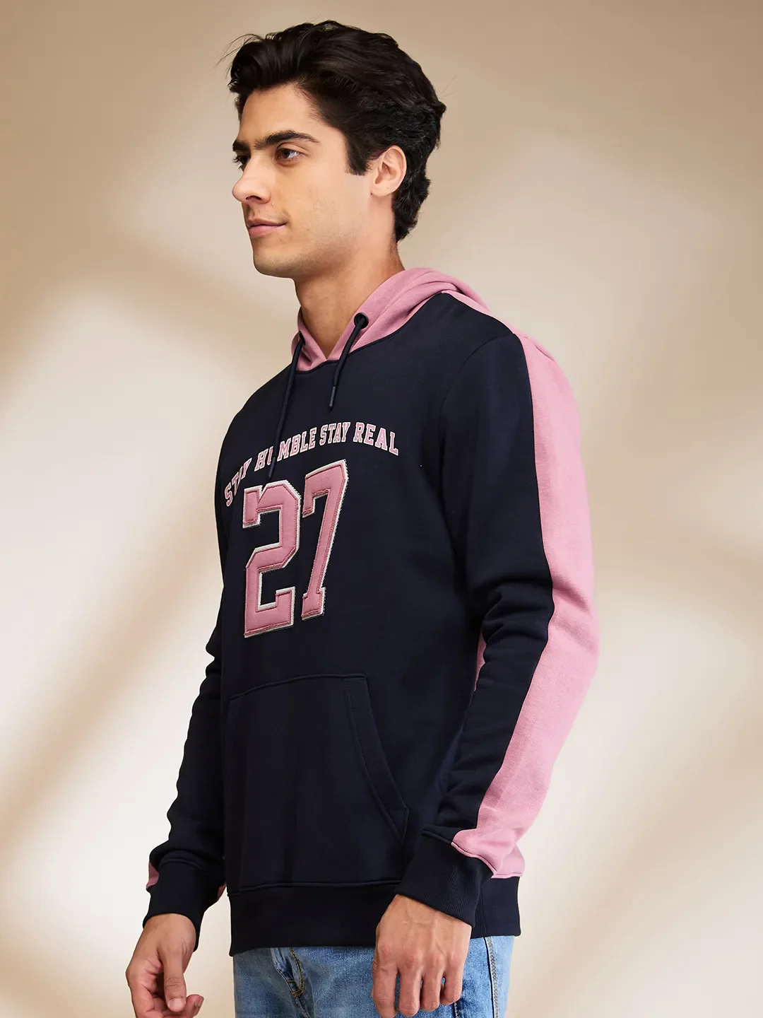 Navy Regular Fit Men's Hoodie by Being Human Clothing - Image 4