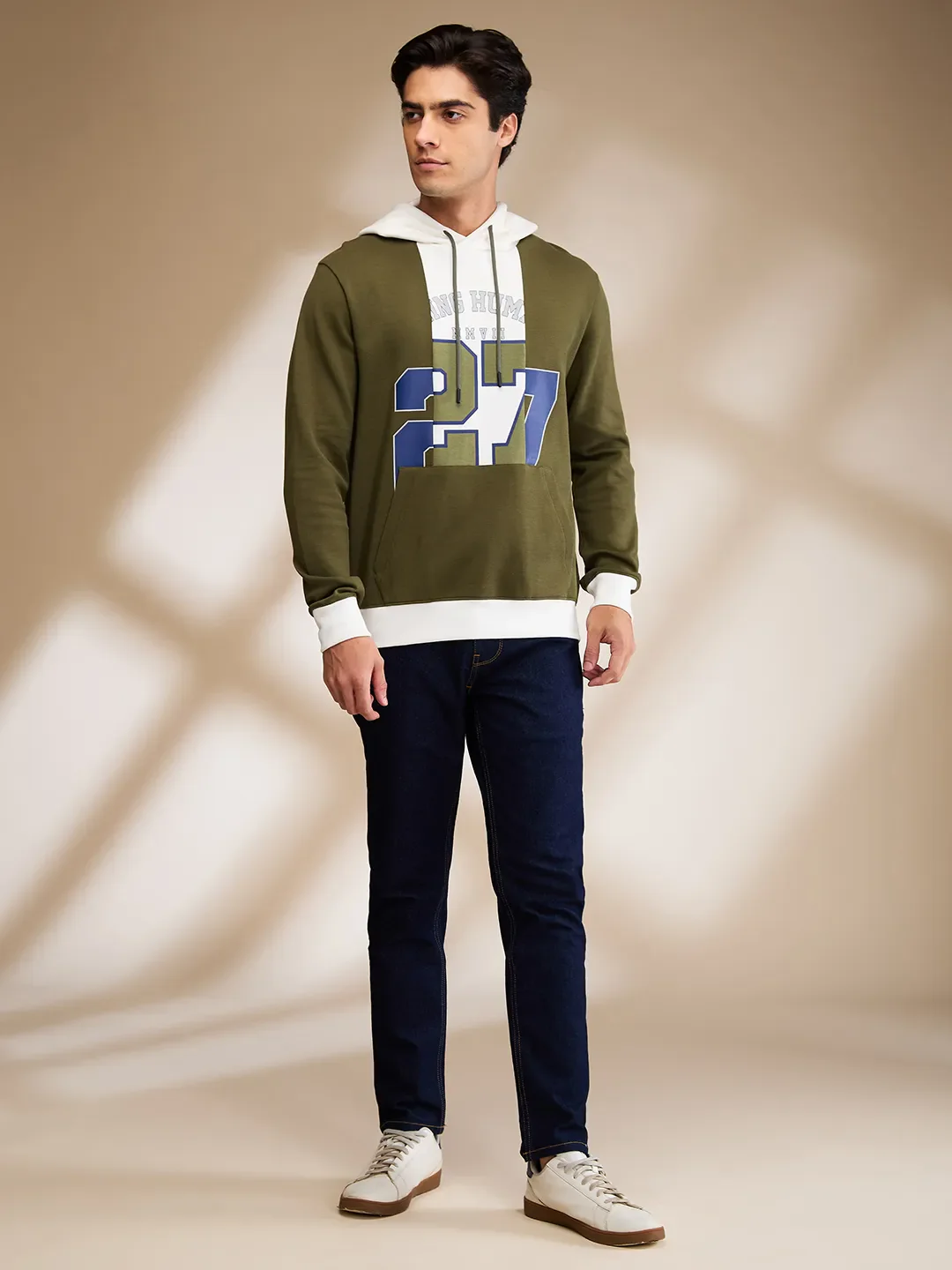 Olive Regular Fit Men's Hoodie by Being Human Clothing - Image 2