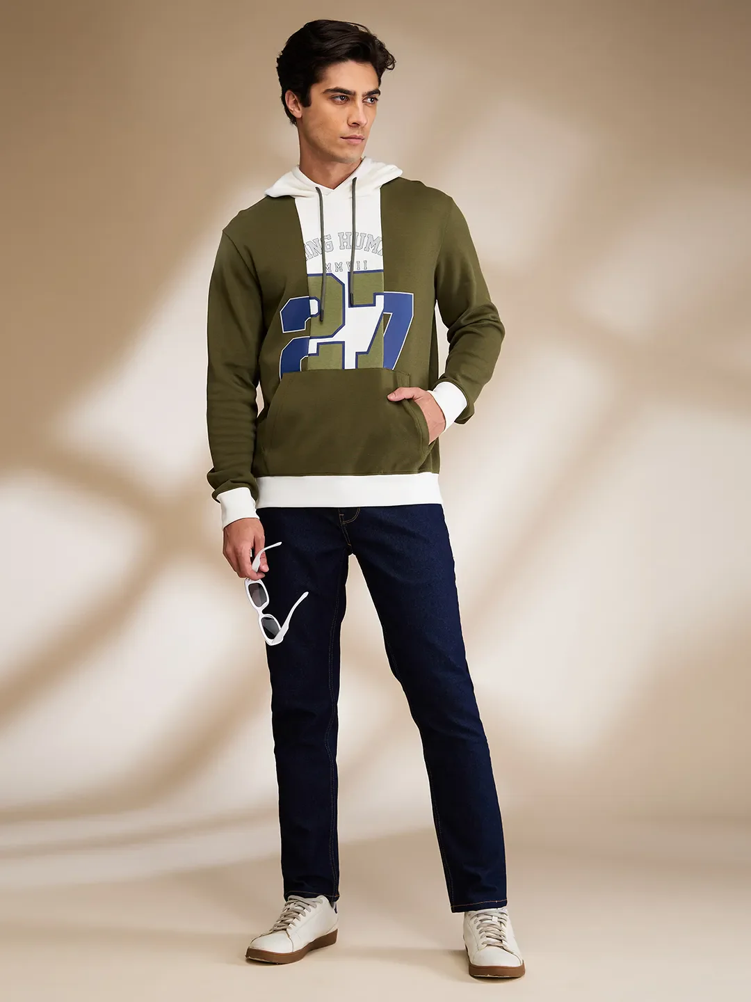 Olive Regular Fit Men's Hoodie by Being Human Clothing - Image 6