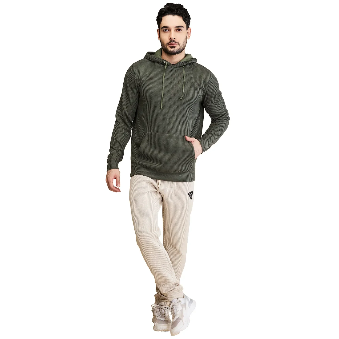 Olive Regular Fit Men's Hoodie by Being Human Clothing - Image 2