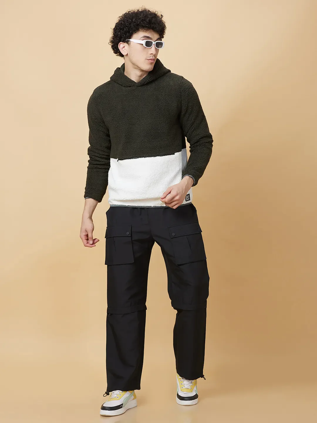 Olive Regular Fit High Neck Men's Hoodie by Being Human Clothing - Image 6