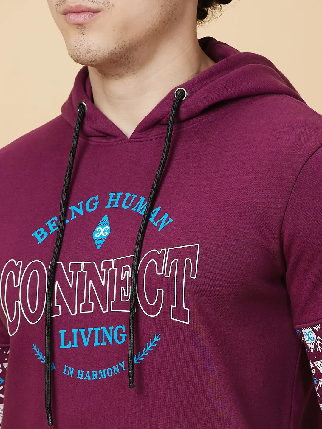 Purple Regular Fit Men's Hoodie by Being Human Clothing - Image 5
