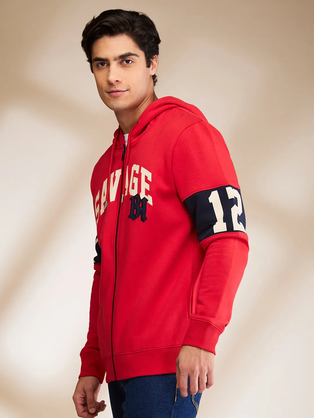 Red Regular Fit Men's Hoodie by Being Human Clothing - Image 4