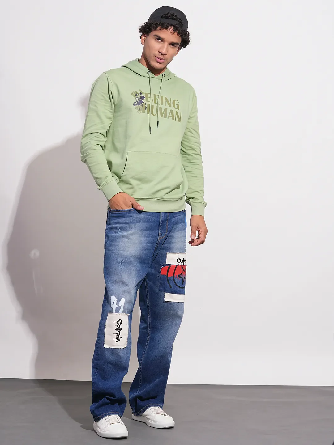 Green Regular Fit  Long Sleeves Men's Hoodie by Being Human Clothing - Image 4