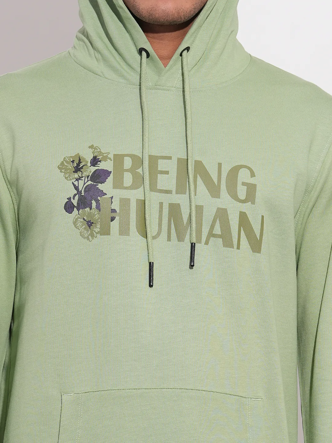 Green Regular Fit  Long Sleeves Men's Hoodie by Being Human Clothing - Image 5
