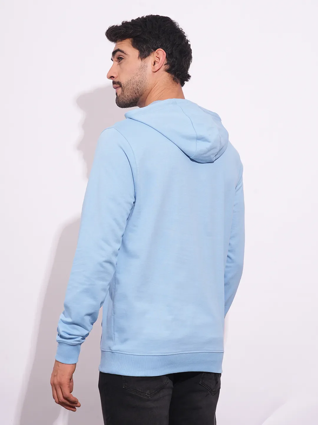 Blue Regular Fit  Long Sleeves Men's Hoodie by Being Human Clothing - Image 3