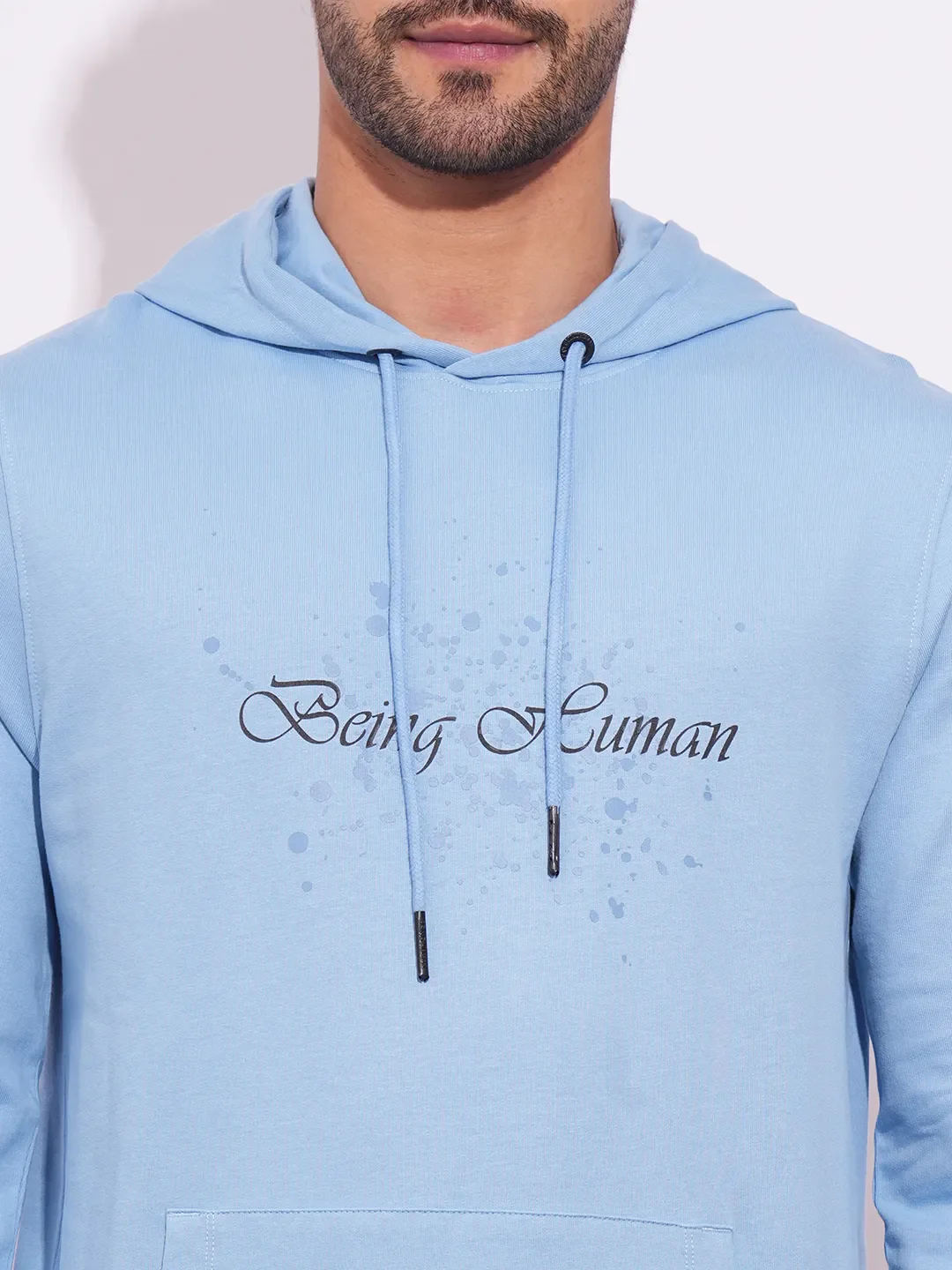 Blue Regular Fit  Long Sleeves Men's Hoodie by Being Human Clothing - Image 5