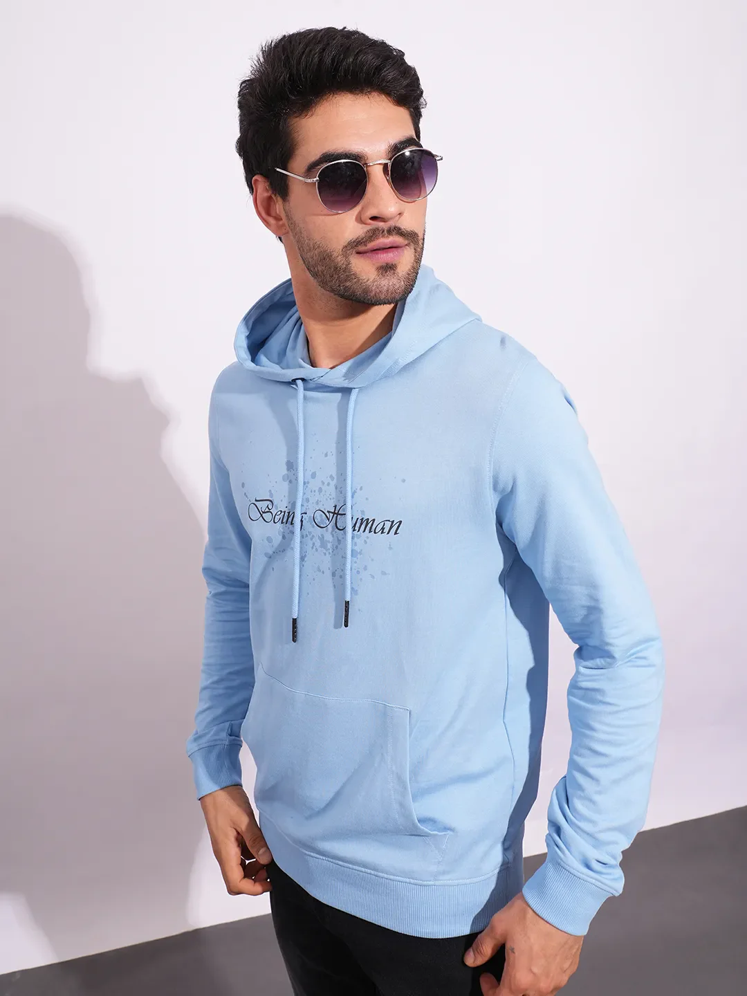 Blue Regular Fit  Long Sleeves Men's Hoodie by Being Human Clothing - Image 6