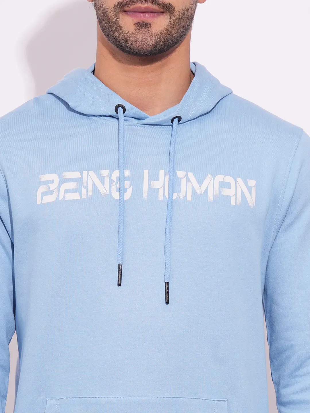Blue Regular Fit  Long Sleeves Men's Hoodie by Being Human Clothing - Image 5