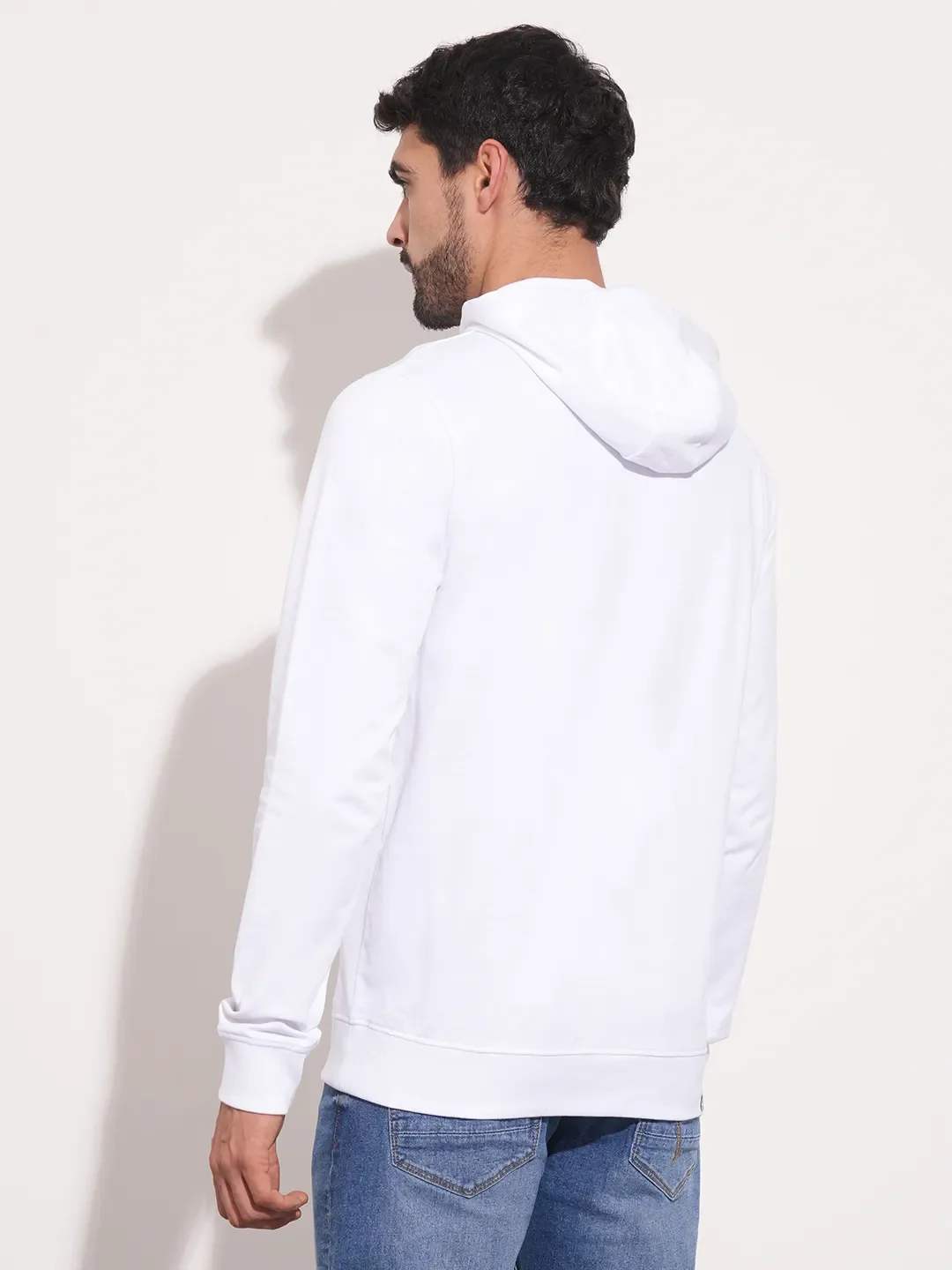 White Regular Fit  Long Sleeves Men's Hoodie by Being Human Clothing - Image 3