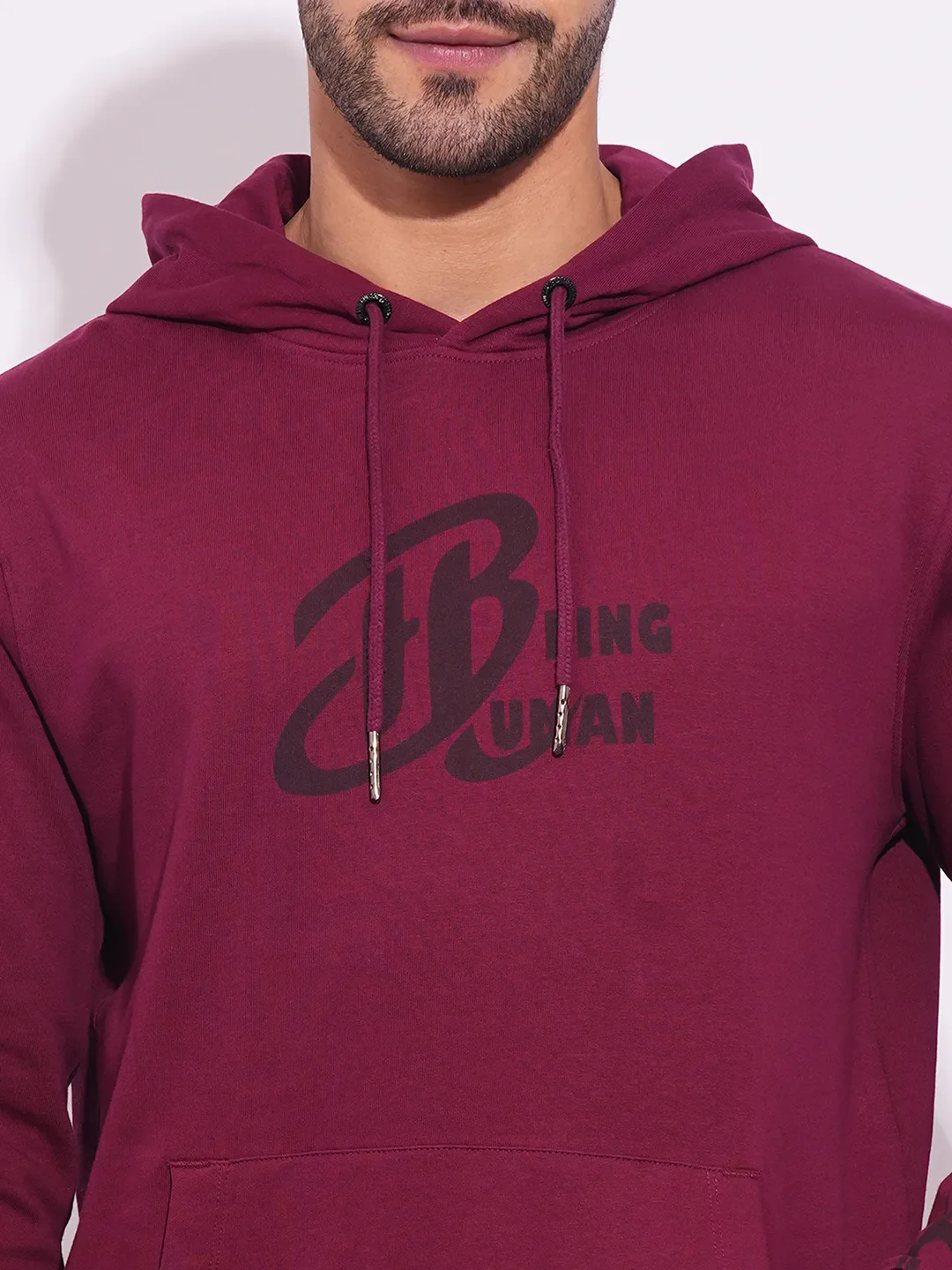 Red Regular Fit  Long Sleeves Men's Hoodie by Being Human Clothing - Image 5