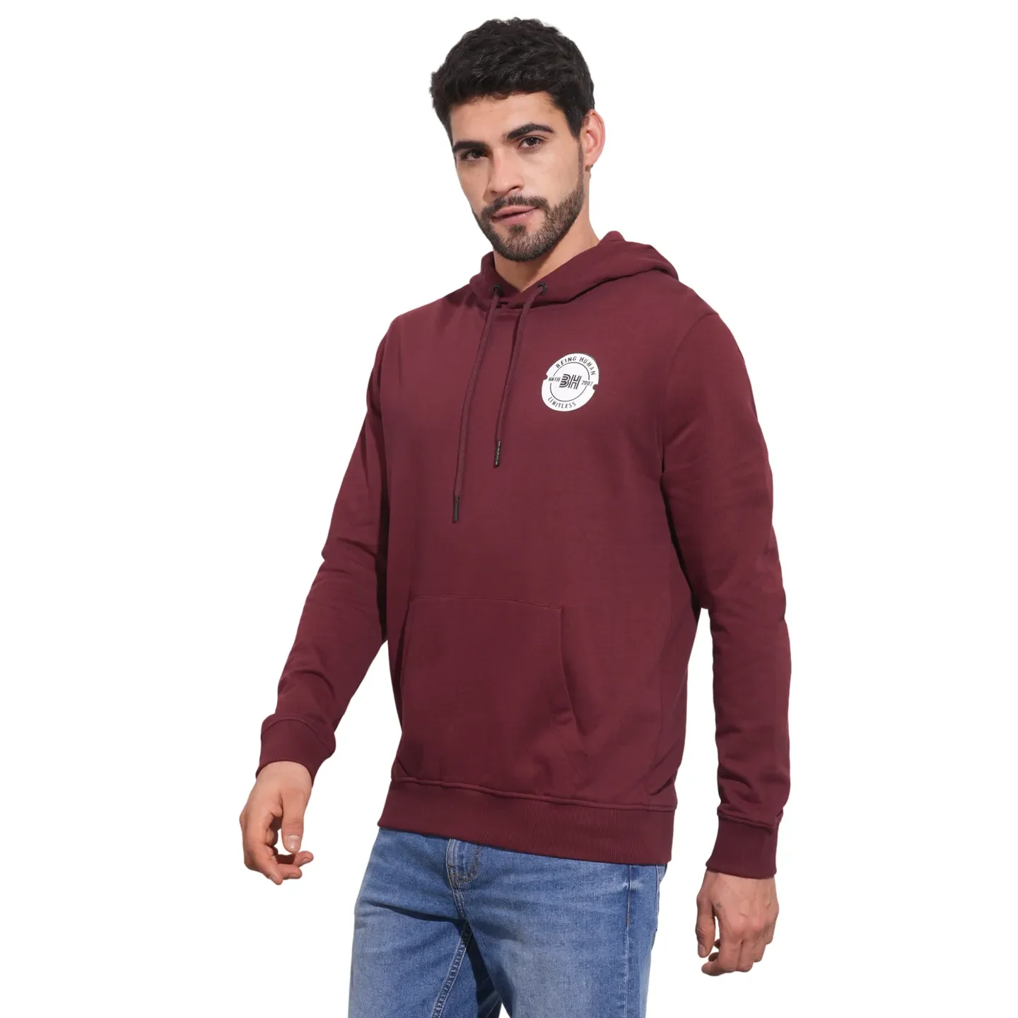 Red Regular Fit  Long Sleeves Men's Hoodie by Being Human Clothing - Image 4