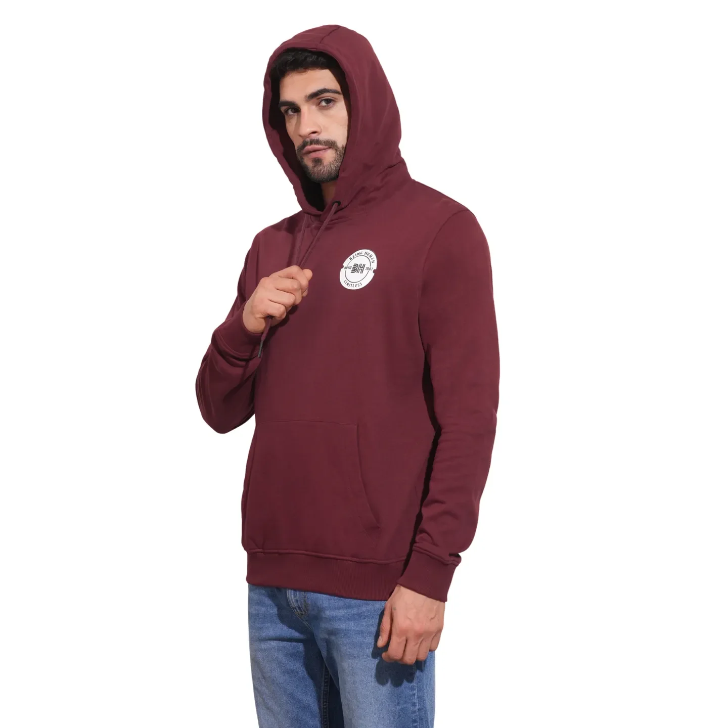 Red Regular Fit  Long Sleeves Men's Hoodie by Being Human Clothing - Image 8