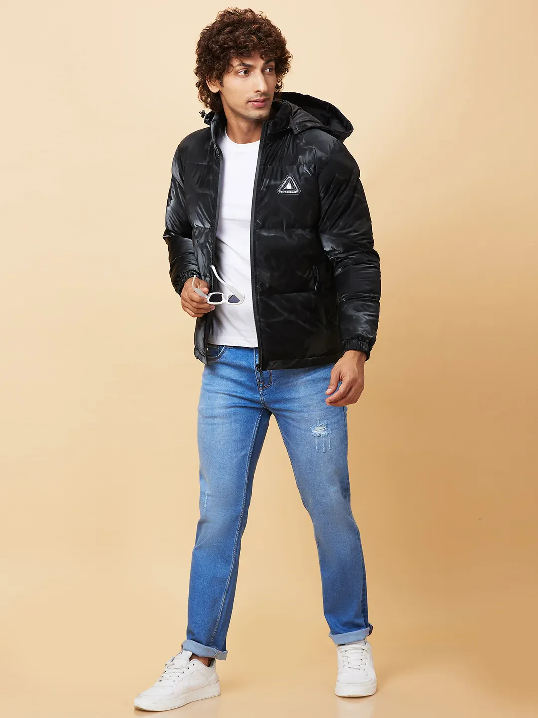 Black Regular Fit Men's Jacket by Being Human Clothing - Image 6