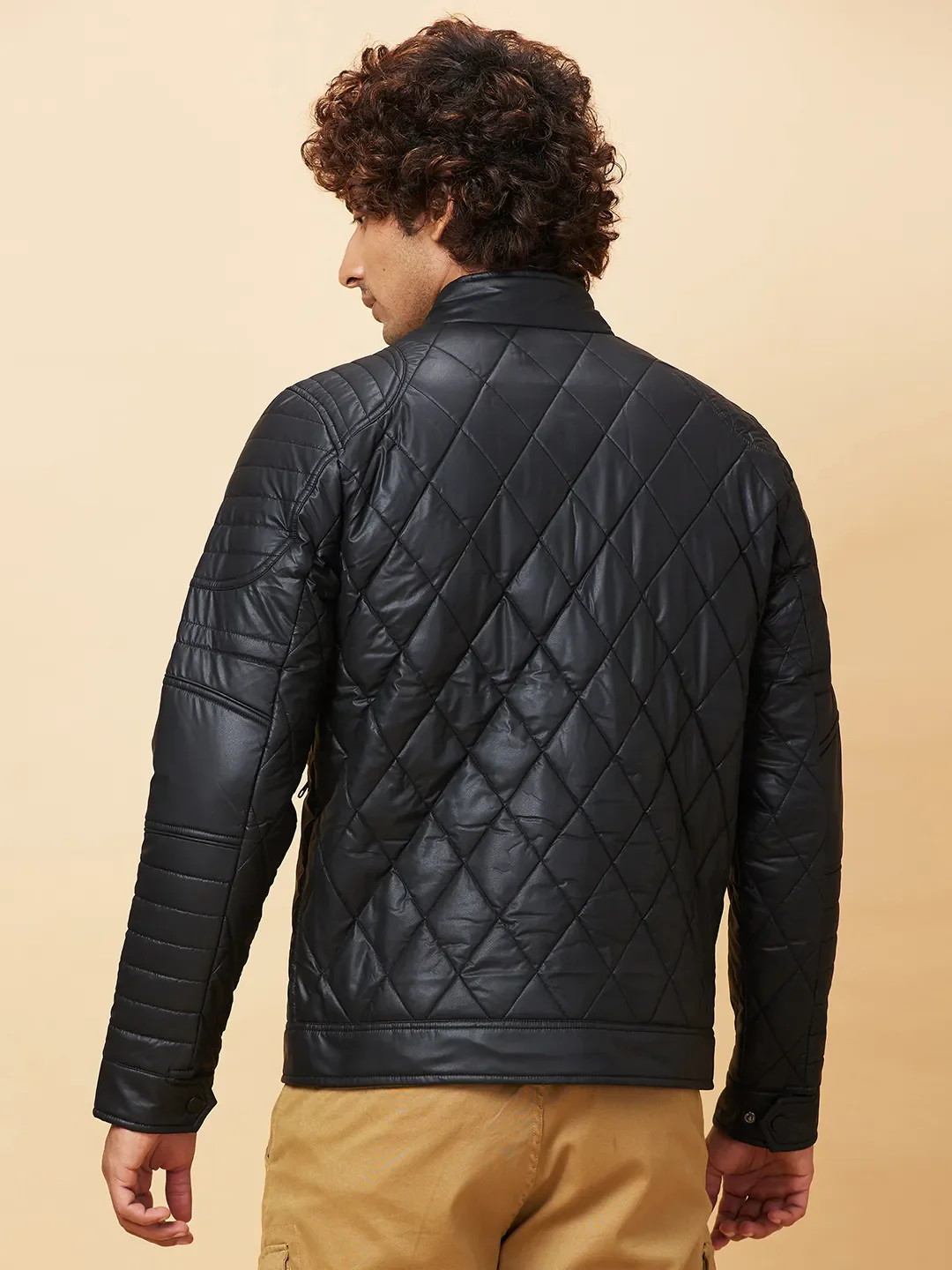 Black Regular Fit Men's Jacket by Being Human Clothing - Image 3